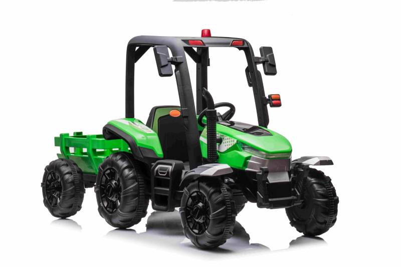 Dětský traktor s přívěsem zelený