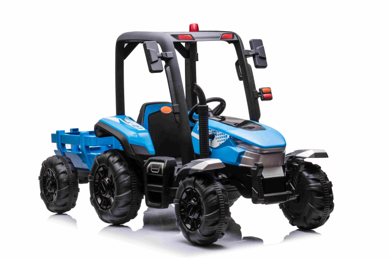 Dětský traktor s přívěsem modrý