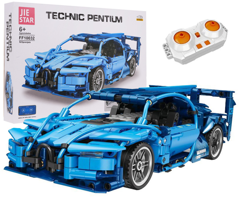 Stavebnice sportovní auto s RC ovládáním, 523 dílků, modré