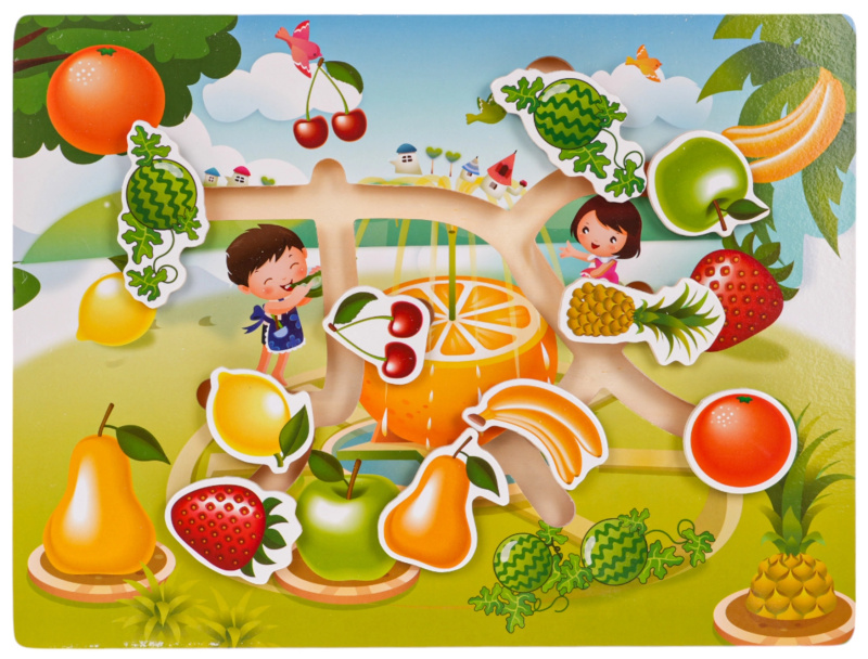 Dřevěná sada puzzle ovoce a zelenina