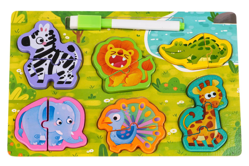 Dřevěná deska Safari puzzle