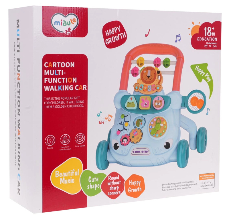 Majlo Toys Interaktivní chodítko Cartoon Car modré