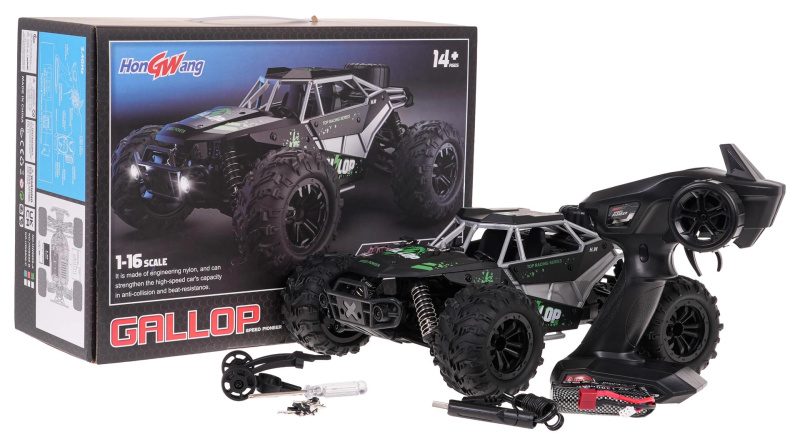 RC crawler GALLOP 1:16 4x4 s kovovou karoserií – Zielony