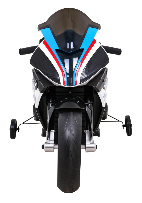 Dětská bateriová motorka BMW HP4 Bílá + pomocná kolečka + pomalý start + EVA + MP3 LED