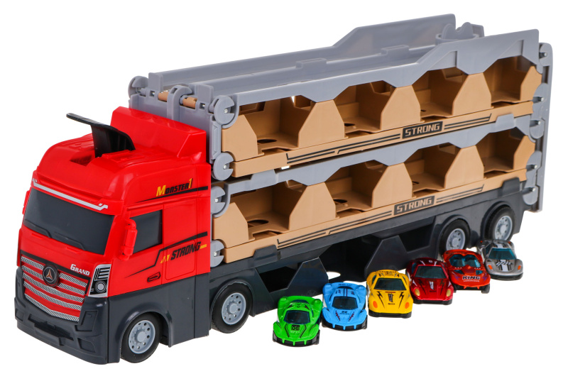 Majlo Toys Nákladní auto se 6 autíčky a odpalovačem Katapult Truck