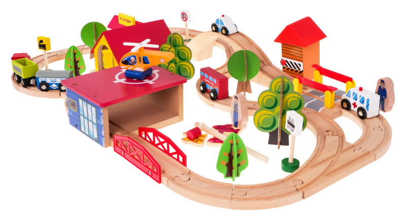 Kruzzel Dřevěná železniční souprava Dřevěný vlak 22754