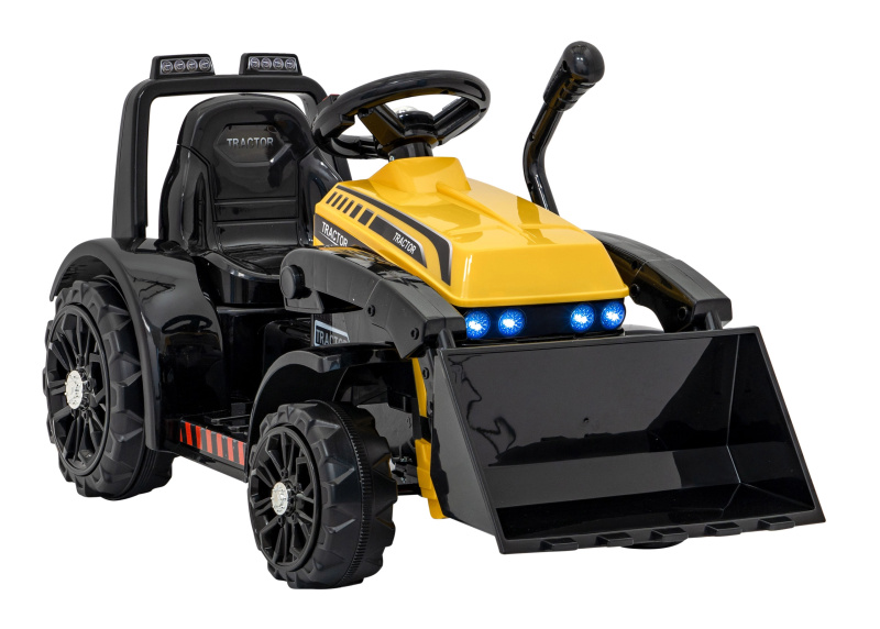 Dětský elektrický traktor s radlicí – Žlutý