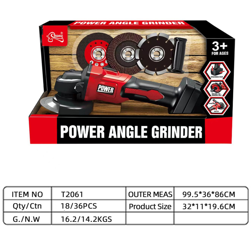 Interaktivní akumulátorová úhlová bruska pro děti 3+ se změkčenou bezpečnostní kotoučovou hlavou a 3 výměnnými kotouči