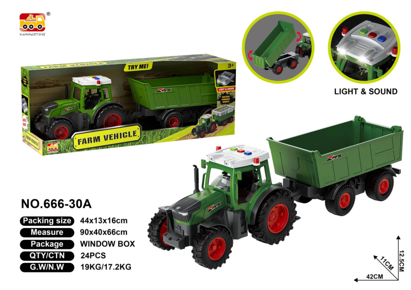 Traktor s přívěsem se světelnými a zvukovými efekty