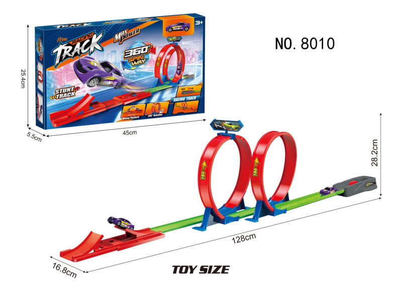 Závodní dráha ostra pętla 128 cm s autíčkem