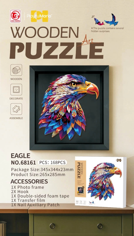 Dřevěné puzzle orel, 168 dílků