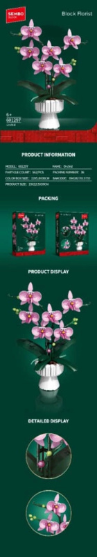 Stavebnice růžová orchidej v květináči, 562 dílků