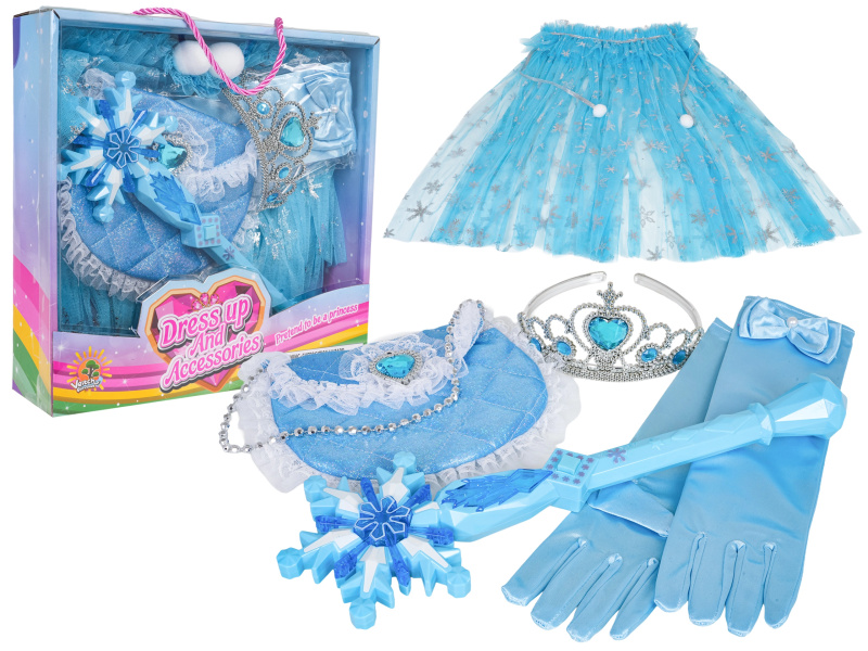 Set malá princezna – světle modré šaty a doplňky