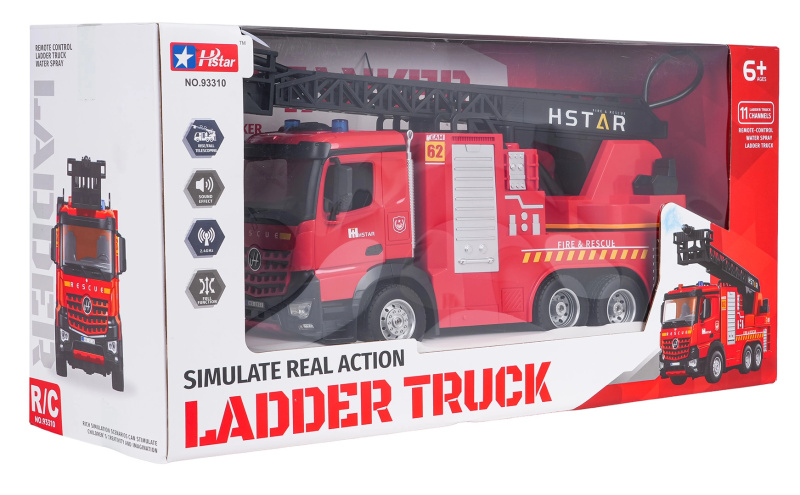 RC hasičské auto s výsuvným žebříkem a vodní mlhou 2,4 GHz