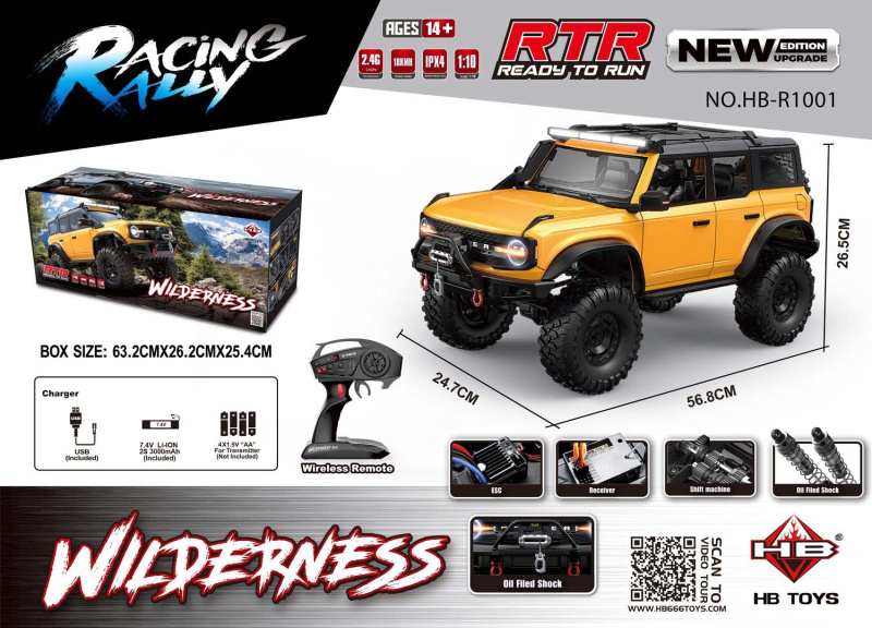 Auto na dálkové ovládání Wilderness 1:10 žluté