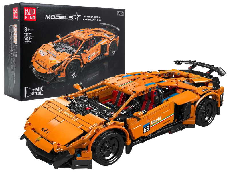 Sada stavebnice sportovní auto oranžové 1620 dílků