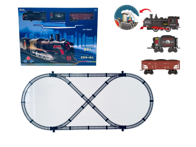 Retro vláčkodráha s kouřem, světly a zvuky