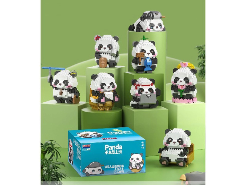 Mega sada stavebnic panda – 9 figurek