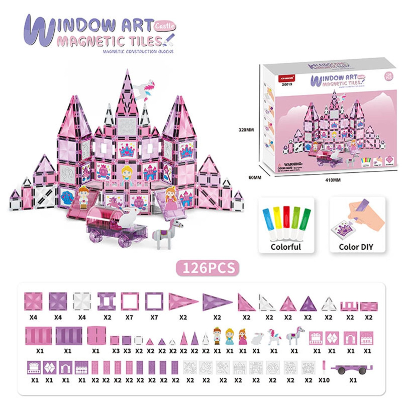 Magnetické stavebnice k malování Růžová princezna 126 ks