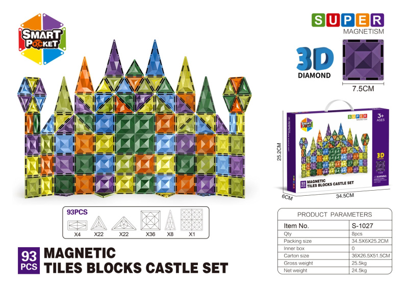 Magnetické stavebnice 3D – sada 93 dílů