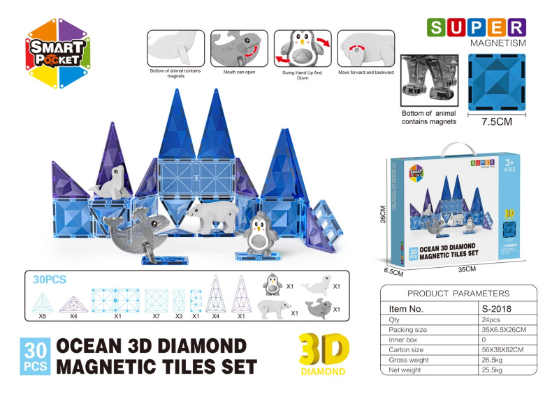 Magnetické stavebnice ICE SNOW, 30 ks