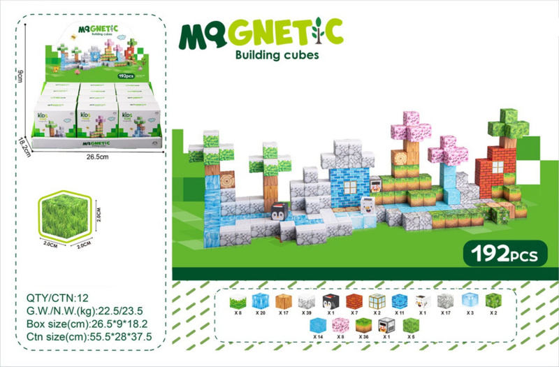 magnetické stavební kostky 3D, sada 384 ks