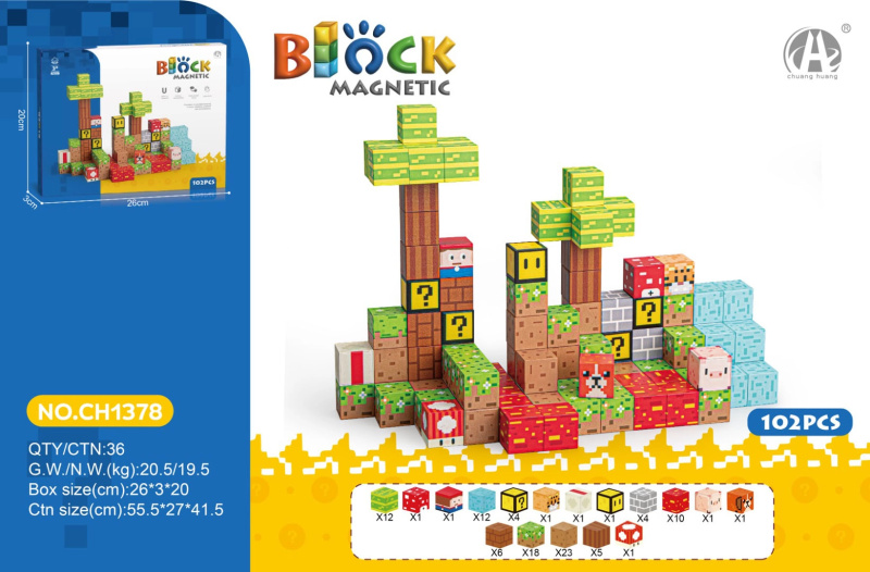 magnetické stavební kostky 3D – sada 102 dílů