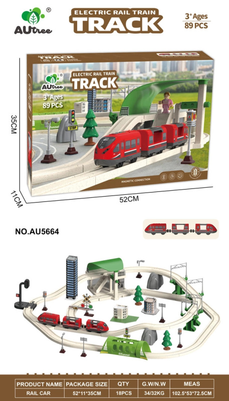 Interaktivní městská vláčkodráha se světly a zvuky, 96 dílů