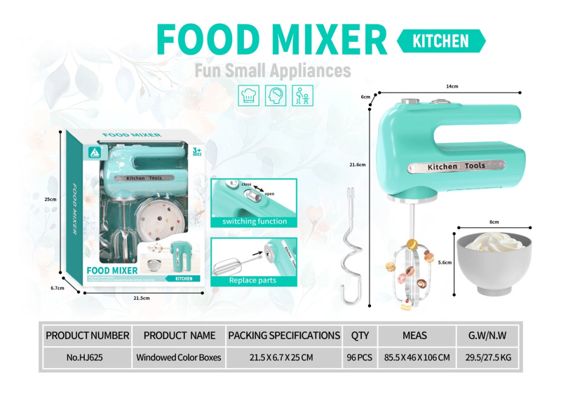 Dětský mixér s otočnými metlami a příslušenstvím