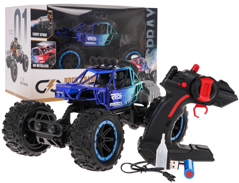 RC crawler REAL ROCK s funkcí kouře 1:16 – Modrá