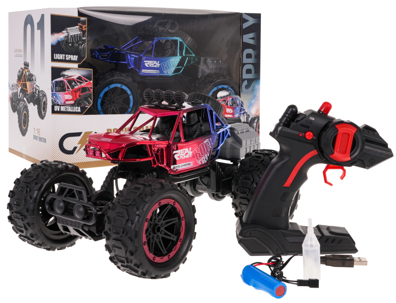 RC crawler REAL ROCK s funkcí kouře 1:16 – Červená