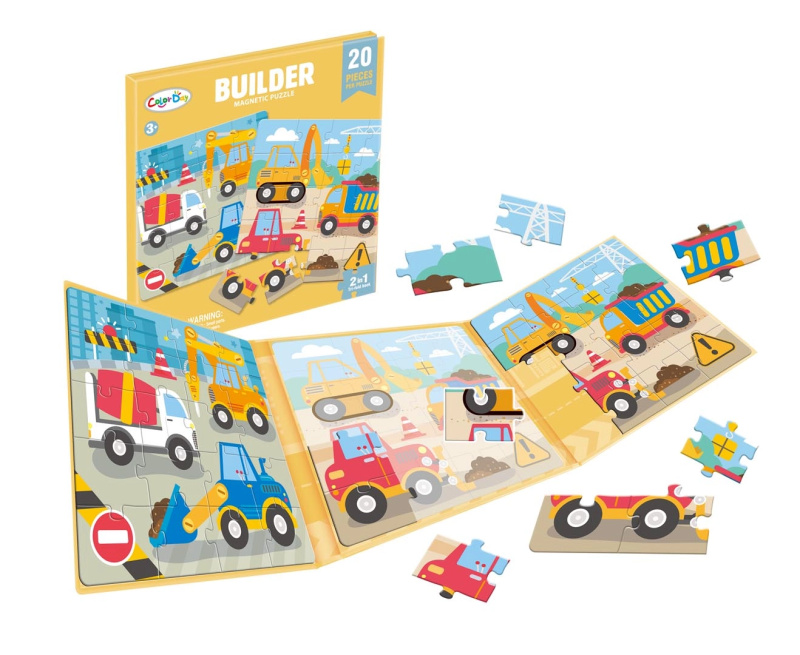 Magnetické puzzle staveniště s knížkou