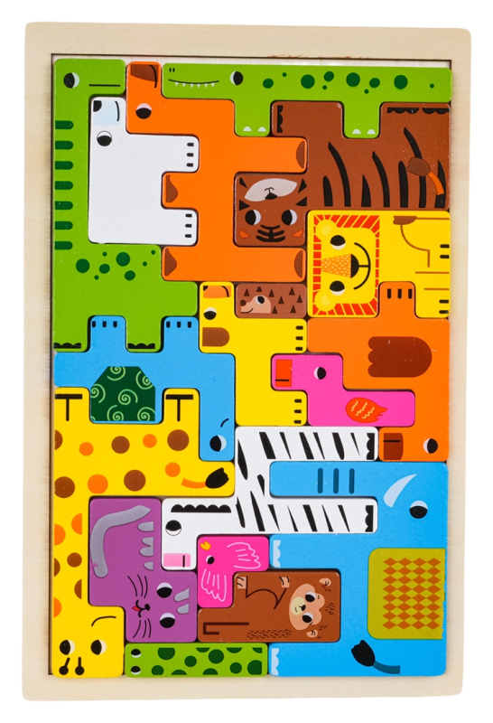 Dřevěná zvířecí puzzle sada pro děti