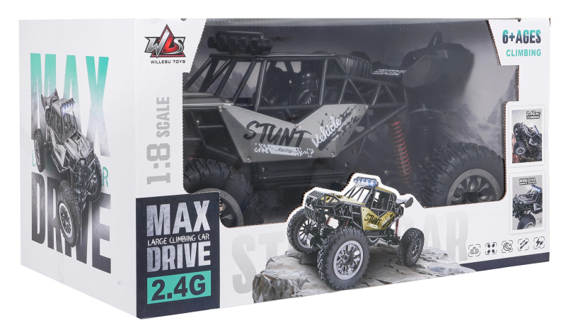 rc crawler stunt závodní auto 1:8 šedé 4x4