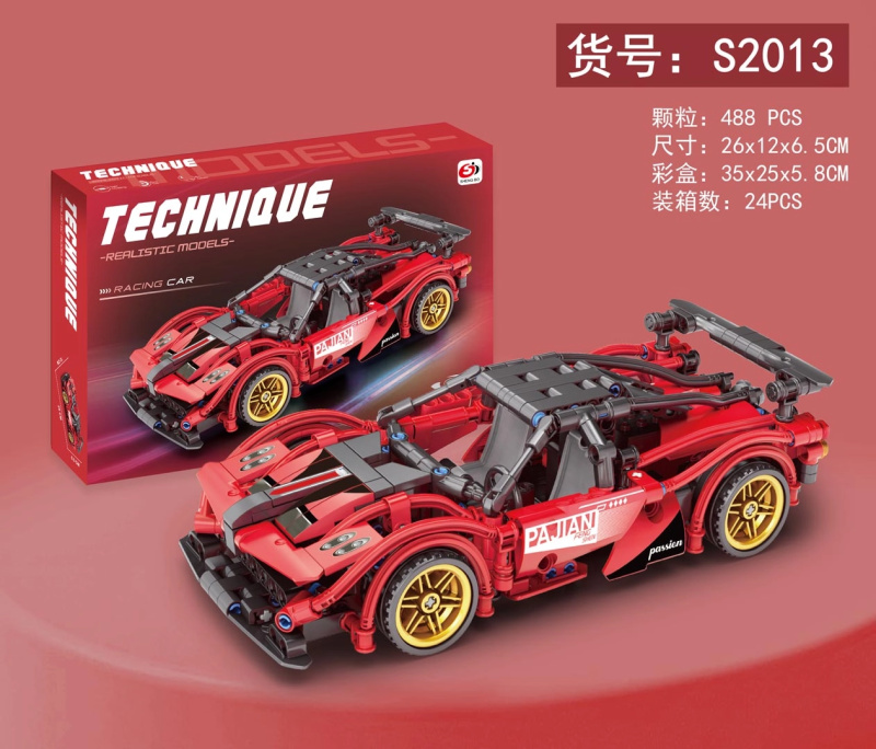 Stavebnice červené sportovní auto 488 dílků