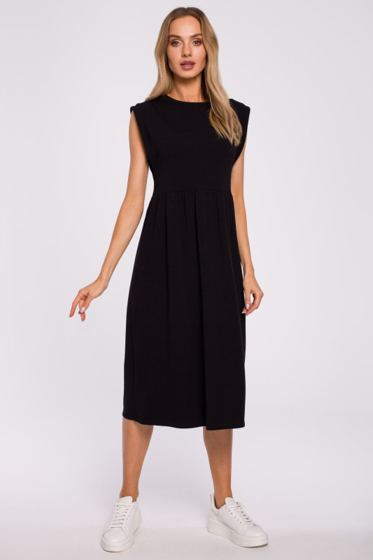 M581 Šaty bez rukávů s vysokým pasem - černé EU S