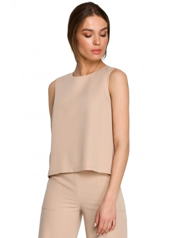 S257 Halenka bez rukávů - béžová EU XXL
