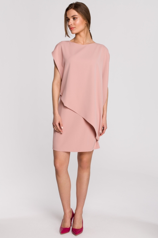 S262 Vrstvené šaty - pudrové EU M