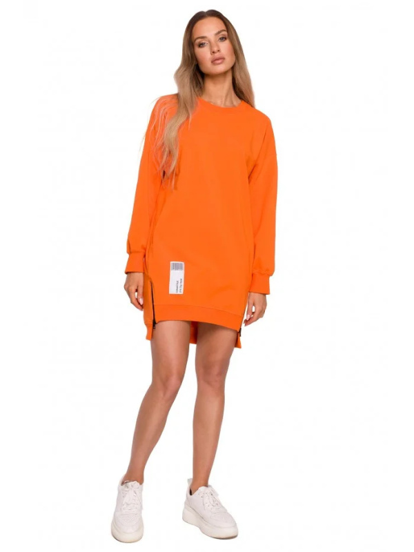 M676 Svetr tunika se zipy - oranžová EU XL