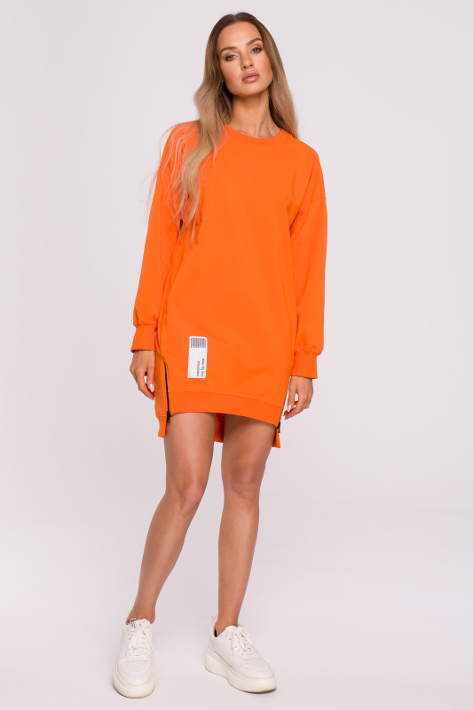 M676 Svetr tunika se zipy - oranžová EU XL
