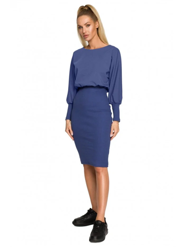 M690 Kombinované pletené šaty - indigo EU XXL