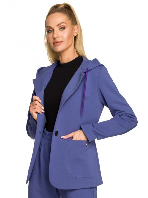 M691 Blejzr s kapucí a jedním knoflíkem - indigo EU L
