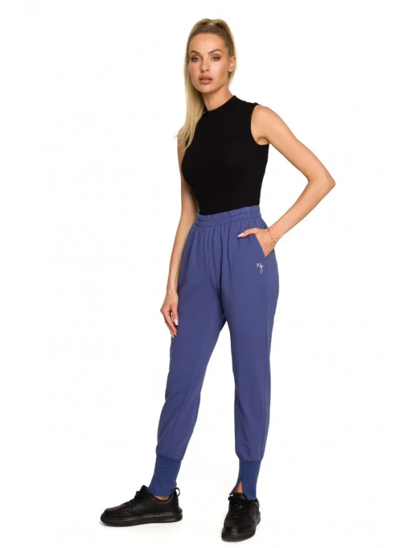M692 Tepláky s dělenými žebrovanými manžetami - indigo EU XXL