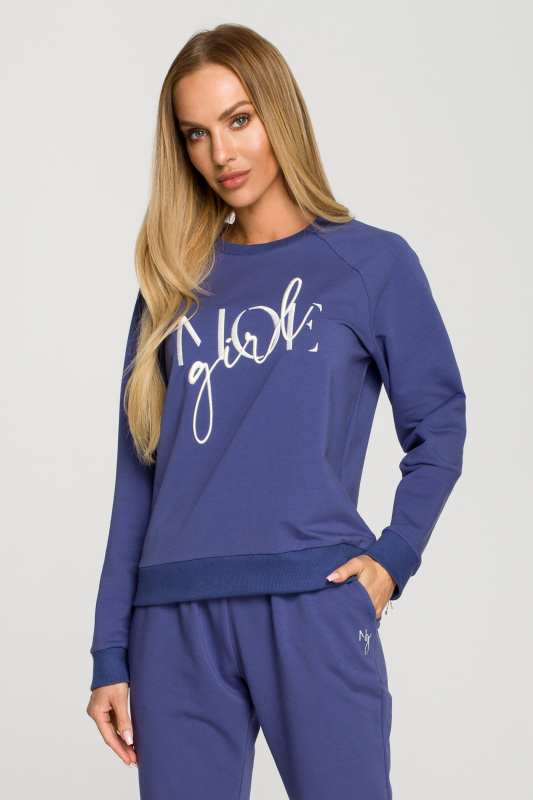 M693 Svetr s výšivkou - indigo EU L