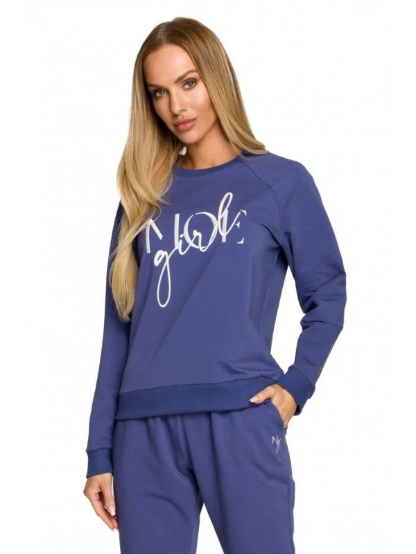 M693 Svetr s výšivkou - indigo EU XL