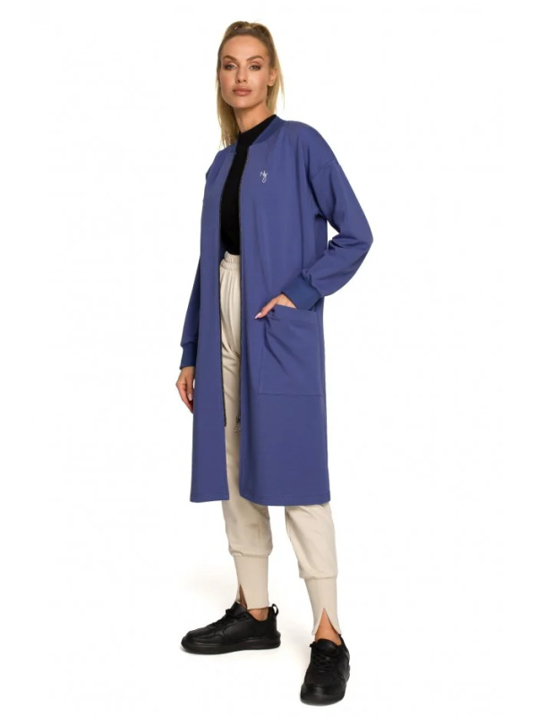 M694 Bunda s dlouhým zipem a vysokým rozparkem - indigo EU XXL