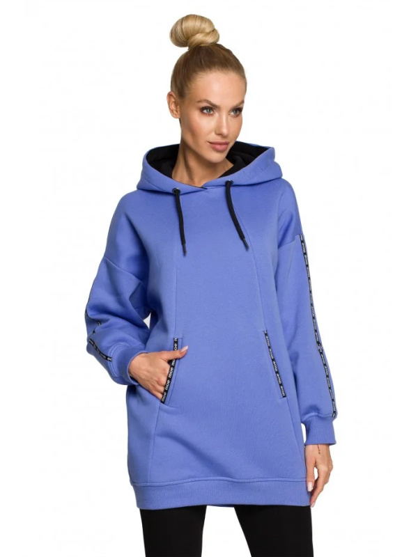 M696 Mikina s kapucí a pruhy s logem - světle fialová EU XXL