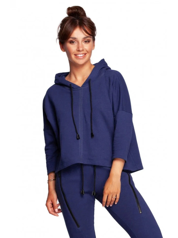 B239 Dlouhý svetr relaxačního střihu - tmavě modrý EU 2XL/3XL