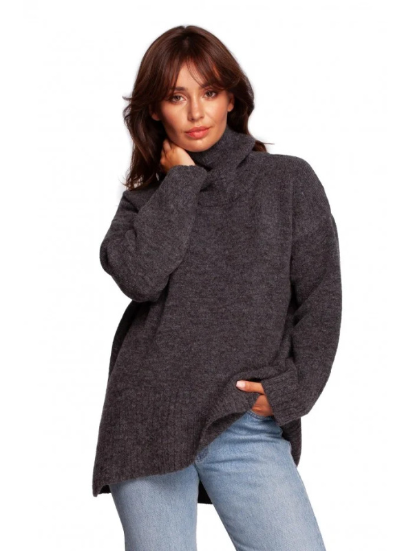 BK086 Mikina s rolákem - grafitová EU S/M