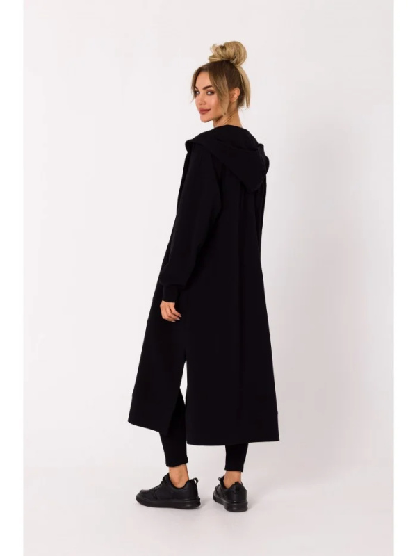 M729 Mikina s kapucí a dlouhým zipem - černá EU L/XL